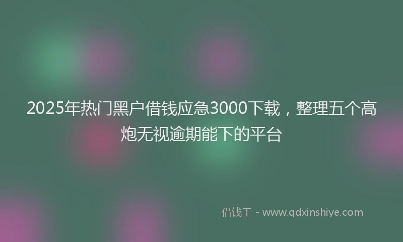 2025年热门黑户借钱应急3000下载，整理五个高炮无视逾期能下的平台