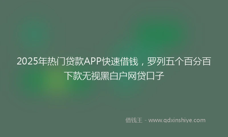 2025年热门贷款APP快速借钱，罗列五个百分百下款无视黑白户网贷口子