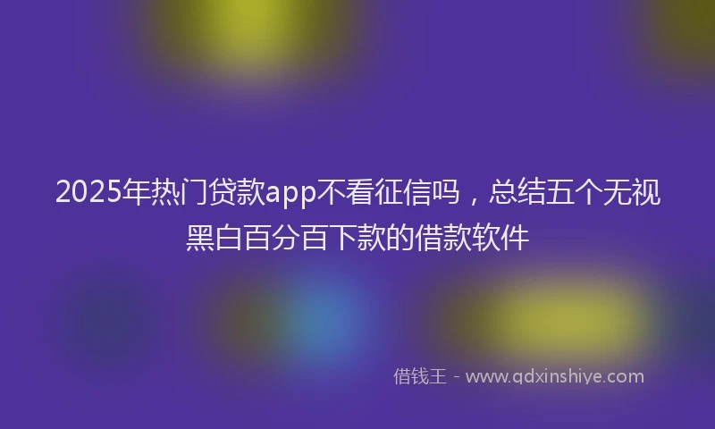 2025年热门贷款app不看征信吗，总结五个无视黑白百分百下款的借款软件