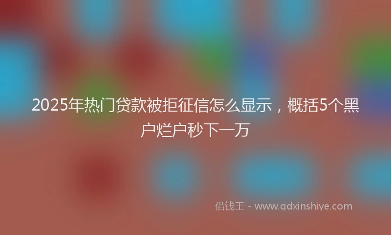 2025年热门贷款被拒征信怎么显示，概括5个黑户烂户秒下一万