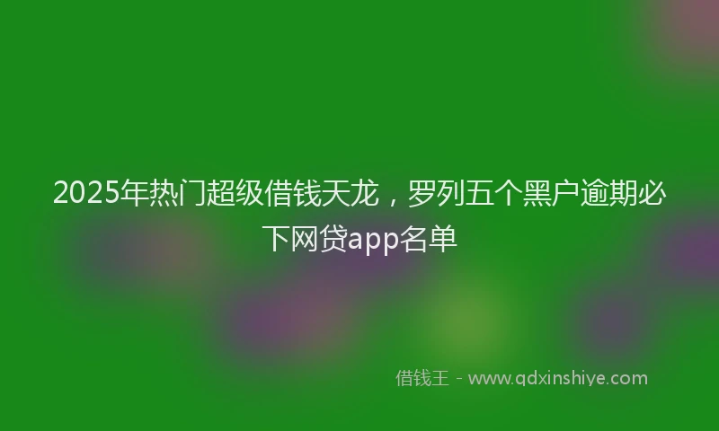 2025年热门超级借钱天龙，罗列五个黑户逾期必下网贷app名单