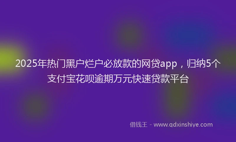 2025年热门黑户烂户必放款的网贷app，归纳5个支付宝花呗逾期万元快速贷款平台