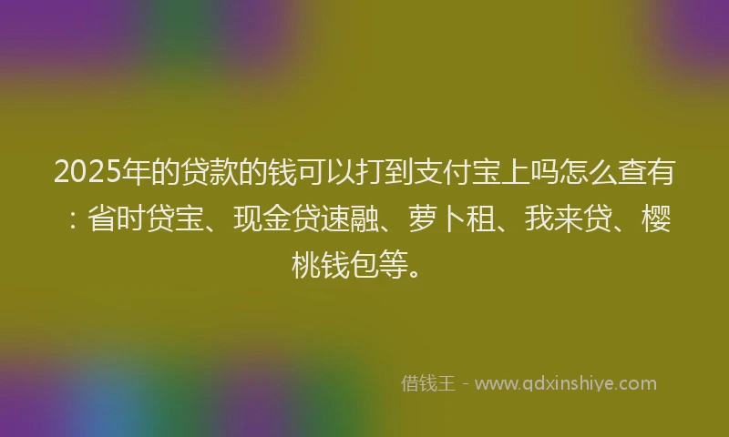 2025年的贷款的钱可以打到支付宝上吗怎么查有：省时贷宝、现金贷速融、萝卜租、我来贷、樱桃钱包等。