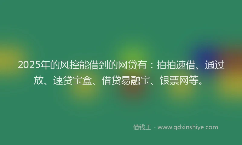 2025年的风控能借到的网贷有：拍拍速借、通过放、速贷宝盒、借贷易融宝、银票网等。