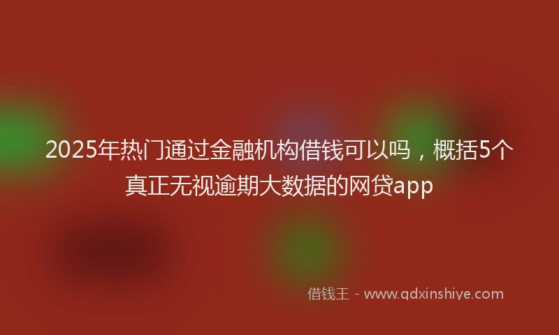 2025年热门通过金融机构借钱可以吗，概括5个真正无视逾期大数据的网贷app
