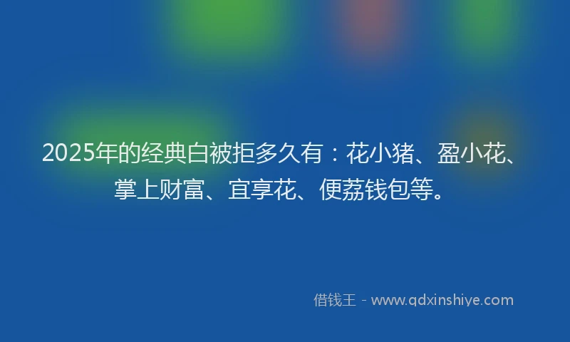 2025年的经典白被拒多久有：花小猪、盈小花、掌上财富、宜享花、便荔钱包等。