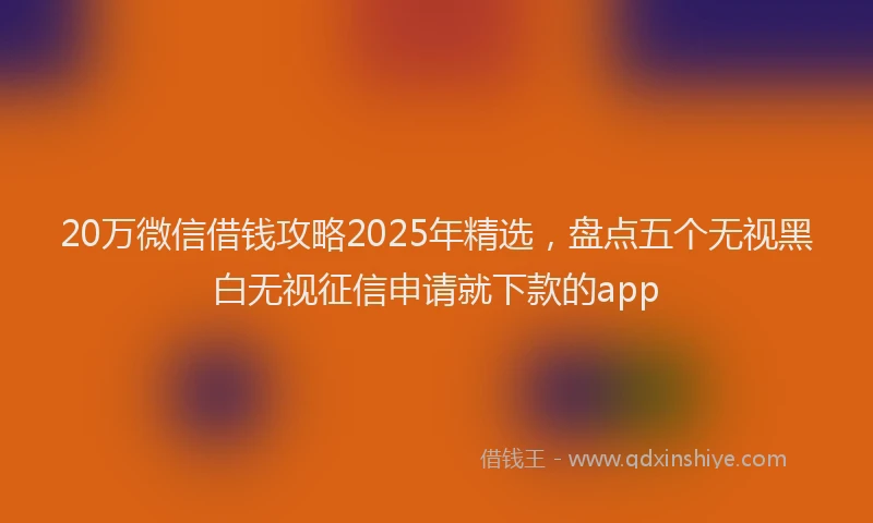 20万微信借钱攻略2025年精选，盘点五个无视黑白无视征信申请就下款的app