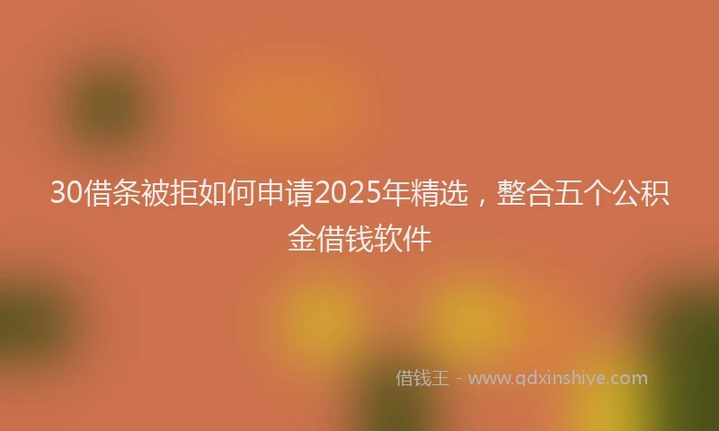 30借条被拒如何申请2025年精选，整合五个公积金借钱软件