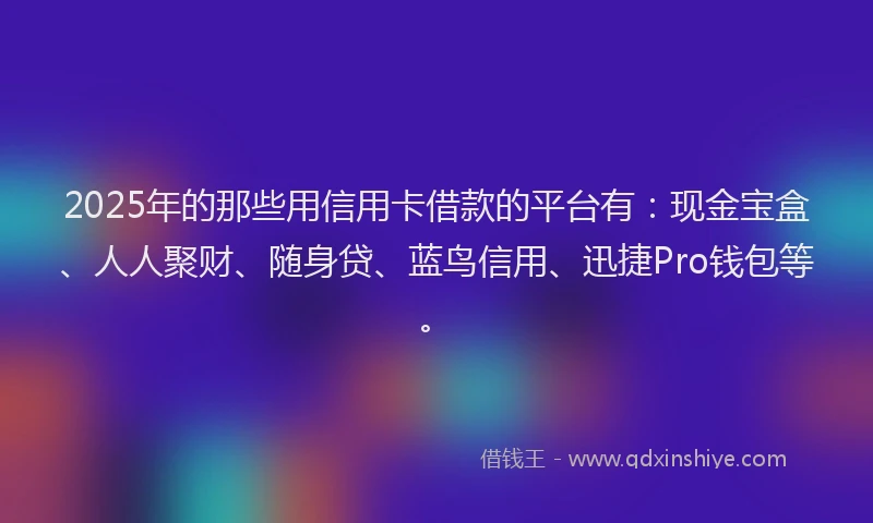 2025年的那些用信用卡借款的平台有：现金宝盒、人人聚财、随身贷、蓝鸟信用、迅捷Pro钱包等。