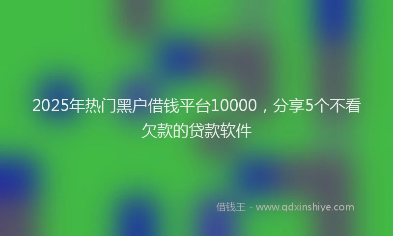 2025年热门黑户借钱平台10000，分享5个不看欠款的贷款软件