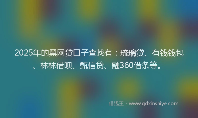 2025年的黑网贷口子查找有：琉璃贷、有钱钱包、林林借呗、甄信贷、融360借条等。