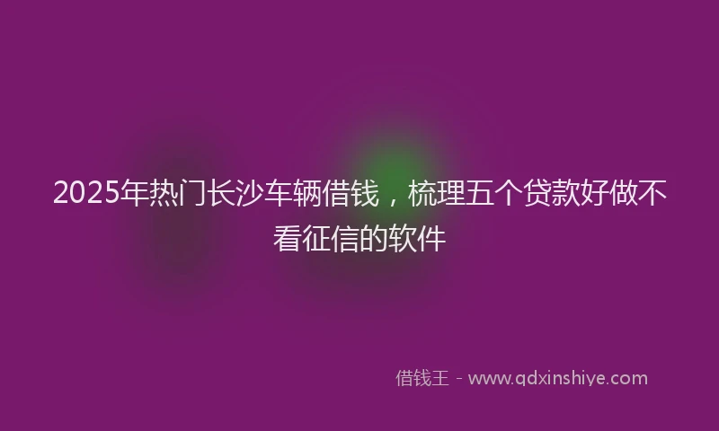 2025年热门长沙车辆借钱，梳理五个贷款好做不看征信的软件