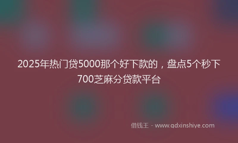 2025年热门贷5000那个好下款的，盘点5个秒下700芝麻分贷款平台