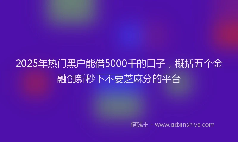 2025年热门黑户能借5000千的口子，概括五个金融创新秒下不要芝麻分的平台