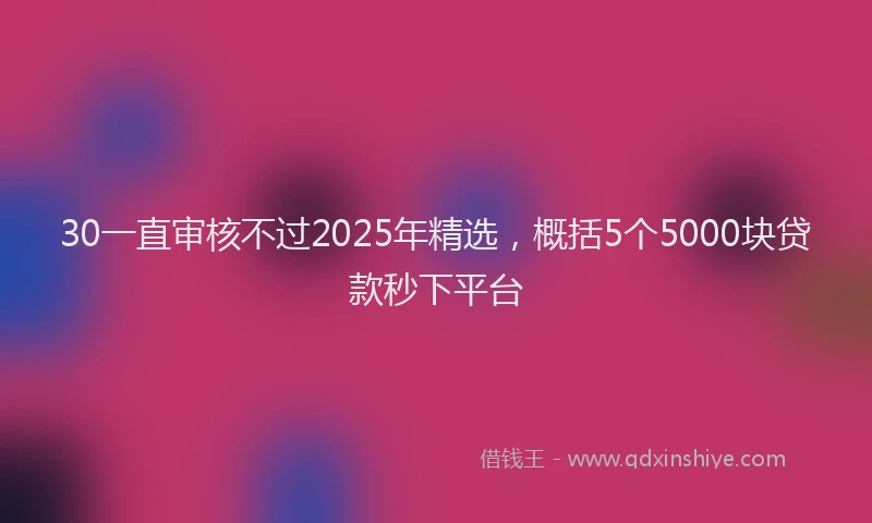 30一直审核不过2025年精选，概括5个5000块贷款秒下平台
