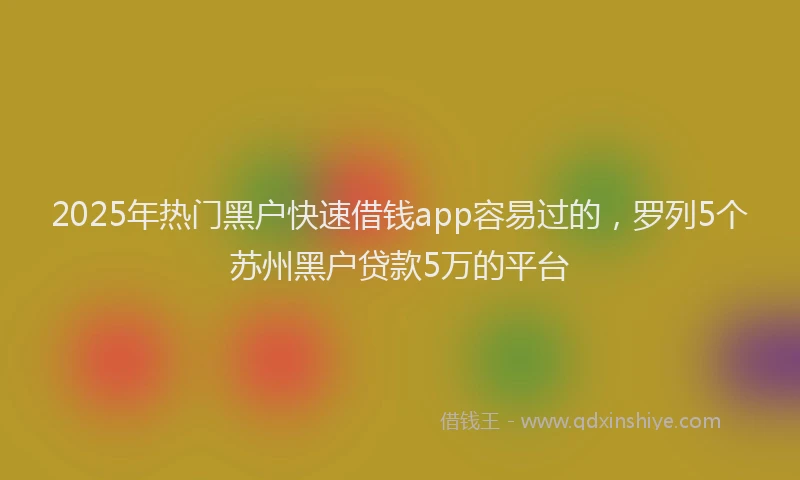 2025年热门黑户快速借钱app容易过的，罗列5个苏州黑户贷款5万的平台