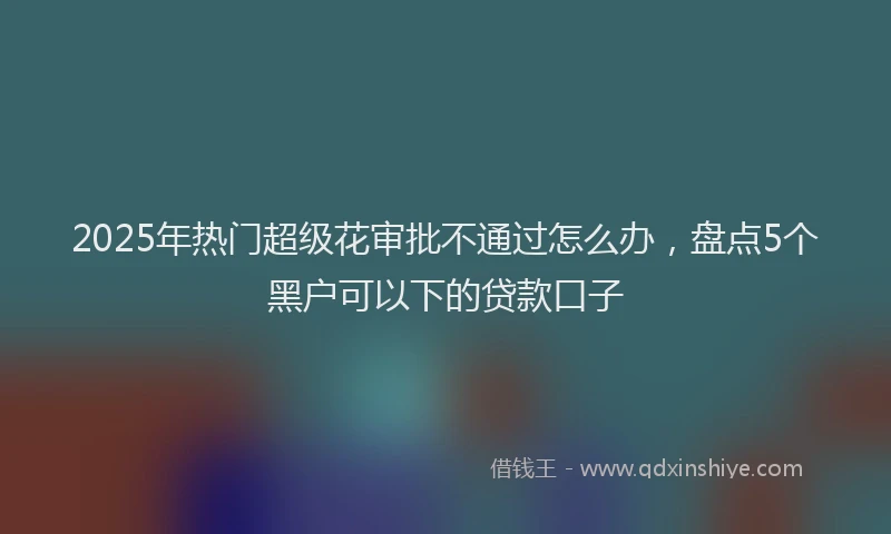 2025年热门超级花审批不通过怎么办，盘点5个黑户可以下的贷款口子