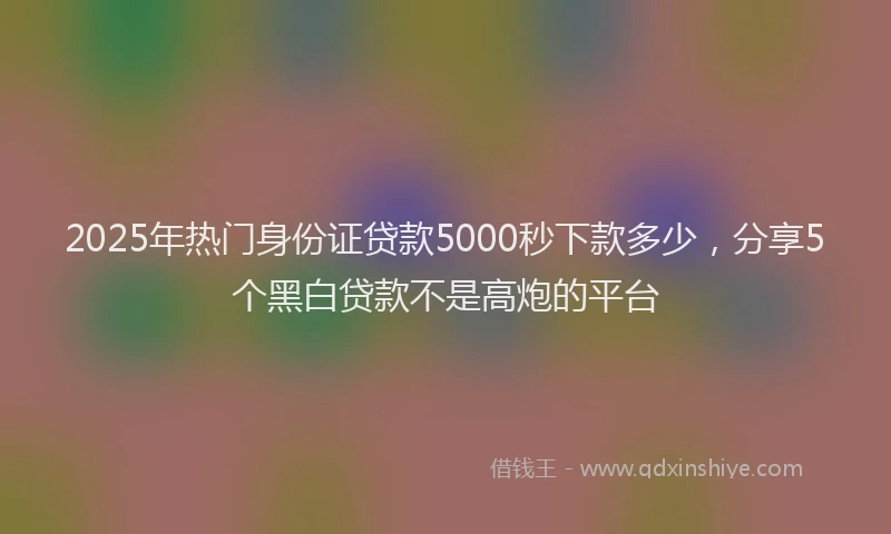 2025年热门身份证贷款5000秒下款多少，分享5个黑白贷款不是高炮的平台