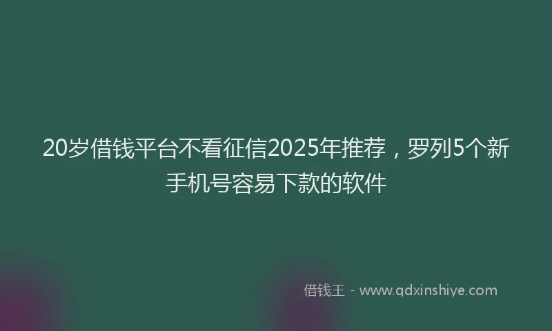 20岁借钱平台不看征信2025年推荐，罗列5个新手机号容易下款的软件