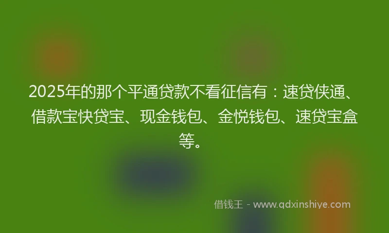 2025年的那个平通贷款不看征信有：速贷侠通、借款宝快贷宝、现金钱包、金悦钱包、速贷宝盒等。