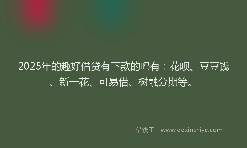 2025年的趣好借贷有下款的吗有：花呗、豆豆钱、新一花、可易借、树融分期等。