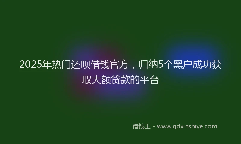 2025年热门还呗借钱官方，归纳5个黑户成功获取大额贷款的平台