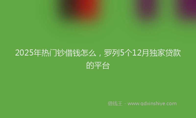 2025年热门钞借钱怎么，罗列5个12月独家贷款的平台
