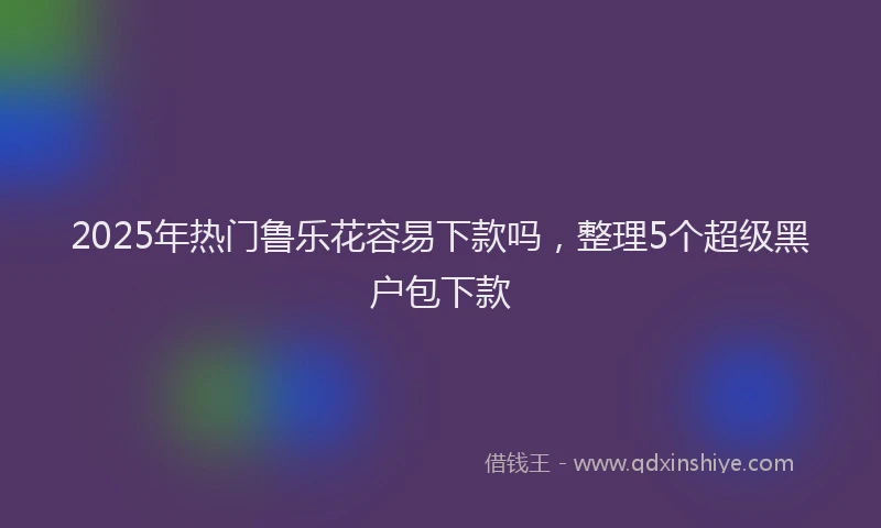 2025年热门鲁乐花容易下款吗，整理5个超级黑户包下款