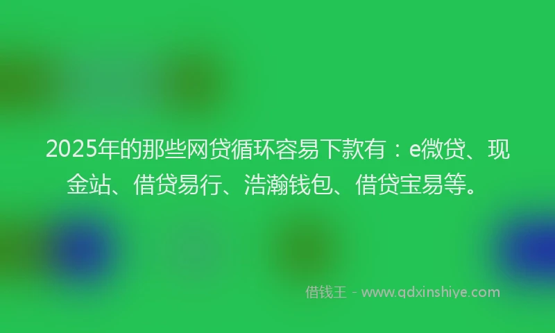 2025年的那些网贷循环容易下款有：e微贷、现金站、借贷易行、浩瀚钱包、借贷宝易等。