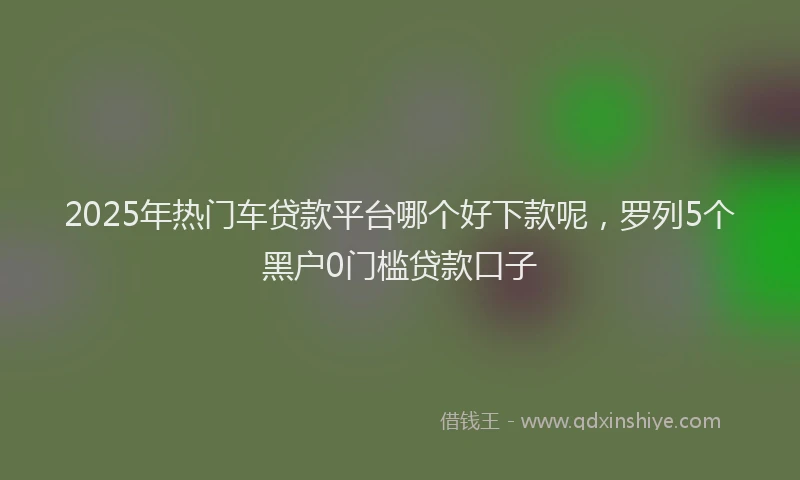 2025年热门车贷款平台哪个好下款呢，罗列5个黑户0门槛贷款口子