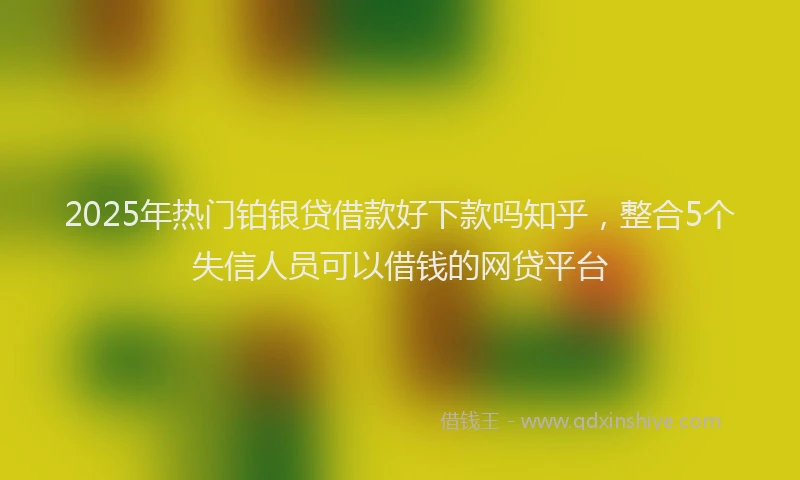 2025年热门铂银贷借款好下款吗知乎，整合5个失信人员可以借钱的网贷平台