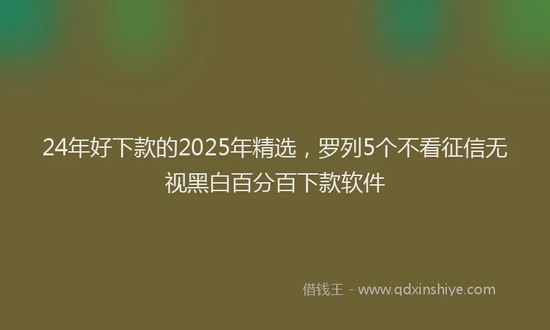 24年好下款的2025年精选，罗列5个不看征信无视黑白百分百下款软件