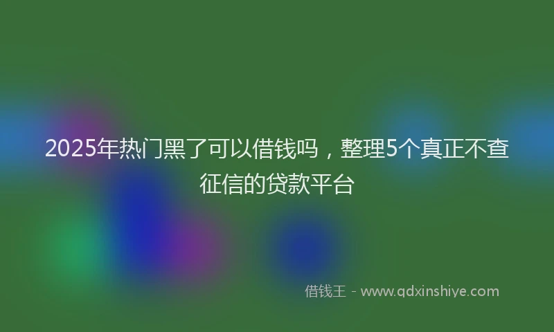 2025年热门黑了可以借钱吗，整理5个真正不查征信的贷款平台