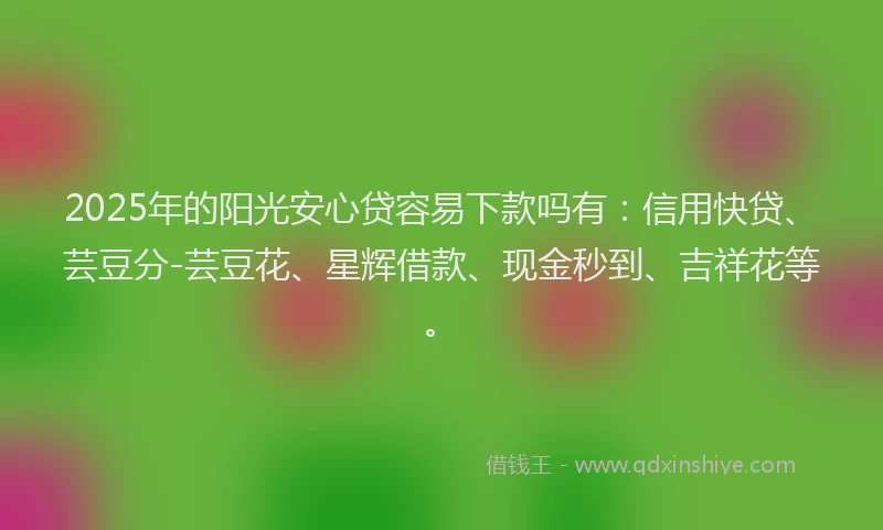 2025年的阳光安心贷容易下款吗有：信用快贷、芸豆分-芸豆花、星辉借款、现金秒到、吉祥花等。