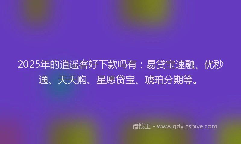 2025年的逍遥客好下款吗有：易贷宝速融、优秒通、天天购、星愿贷宝、琥珀分期等。