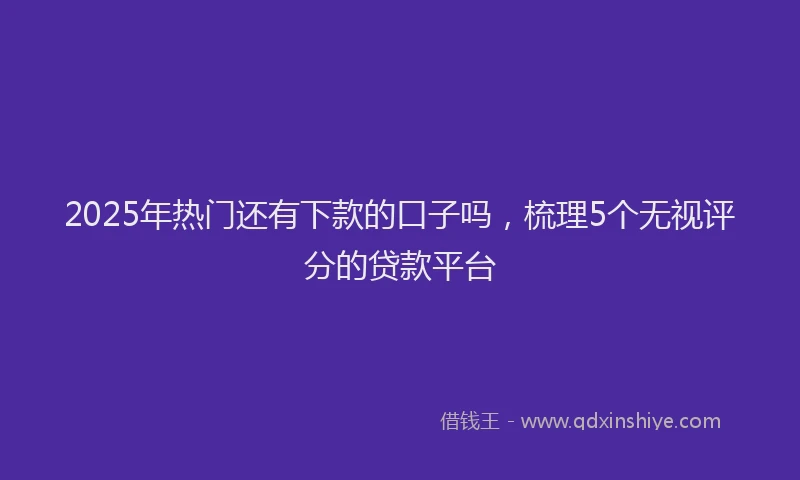2025年热门还有下款的口子吗，梳理5个无视评分的贷款平台