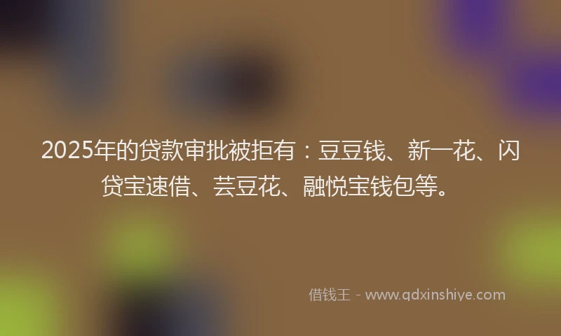 2025年的贷款审批被拒有：豆豆钱、新一花、闪贷宝速借、芸豆花、融悦宝钱包等。