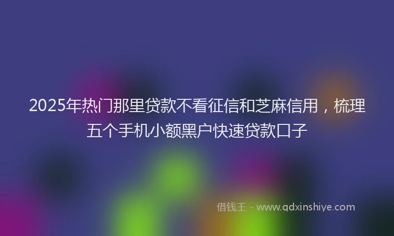 2025年热门那里贷款不看征信和芝麻信用，梳理五个手机小额黑户快速贷款口子