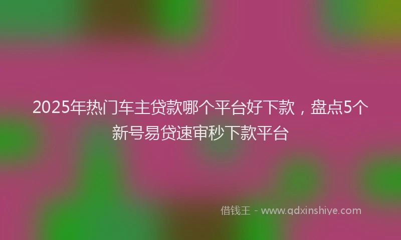 2025年热门车主贷款哪个平台好下款，盘点5个新号易贷速审秒下款平台