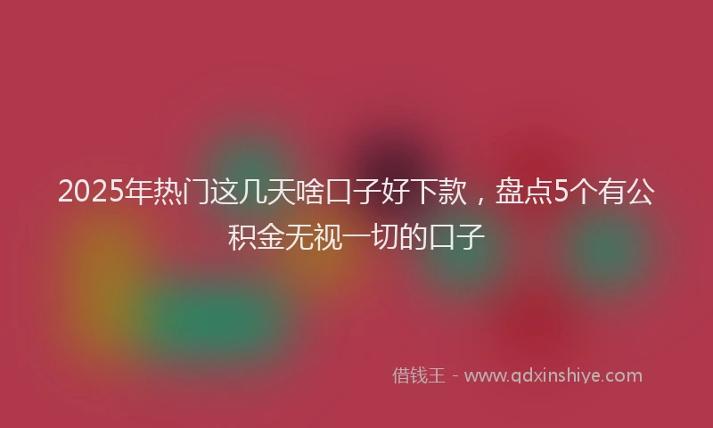 2025年热门这几天啥口子好下款，盘点5个有公积金无视一切的口子