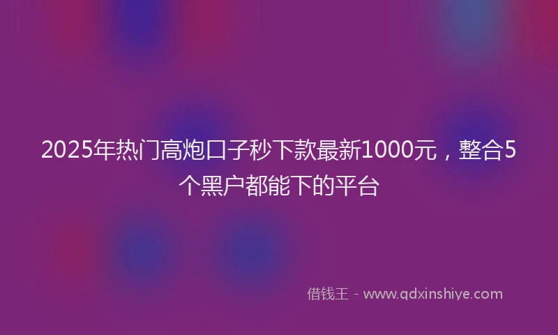 2025年热门高炮口子秒下款最新1000元，整合5个黑户都能下的平台