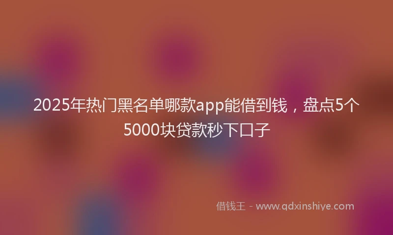 2025年热门黑名单哪款app能借到钱，盘点5个5000块贷款秒下口子