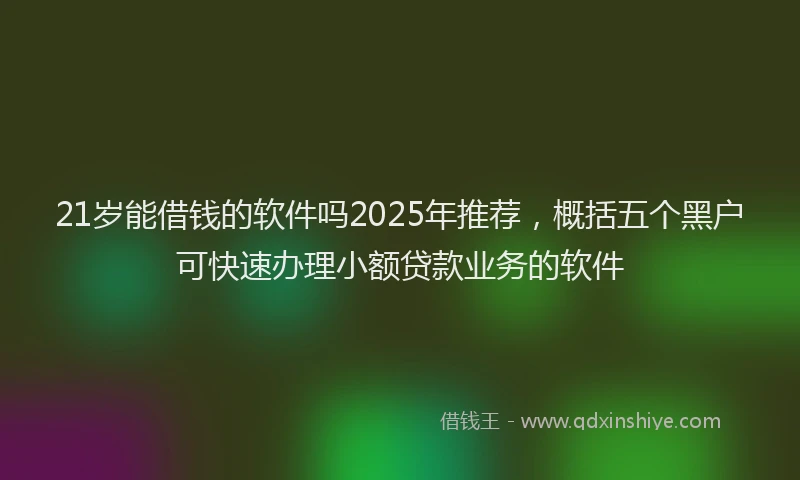 21岁能借钱的软件吗2025年推荐，概括五个黑户可快速办理小额贷款业务的软件