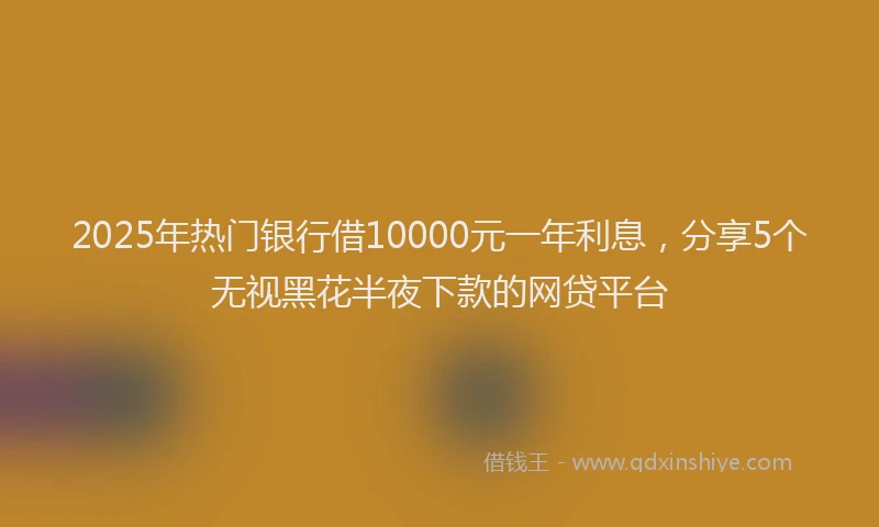 2025年热门银行借10000元一年利息，分享5个无视黑花半夜下款的网贷平台