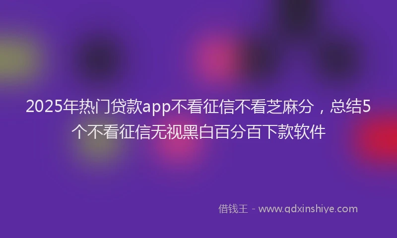 2025年热门贷款app不看征信不看芝麻分，总结5个不看征信无视黑白百分百下款软件