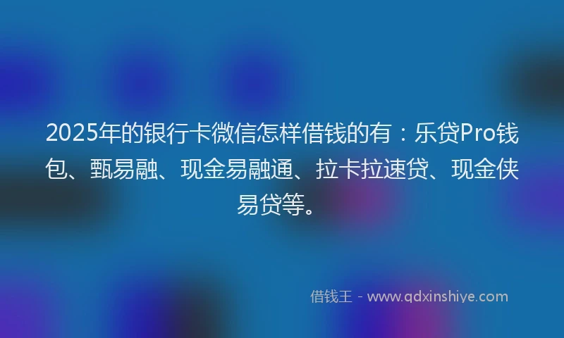2025年的银行卡微信怎样借钱的有：乐贷Pro钱包、甄易融、现金易融通、拉卡拉速贷、现金侠易贷等。