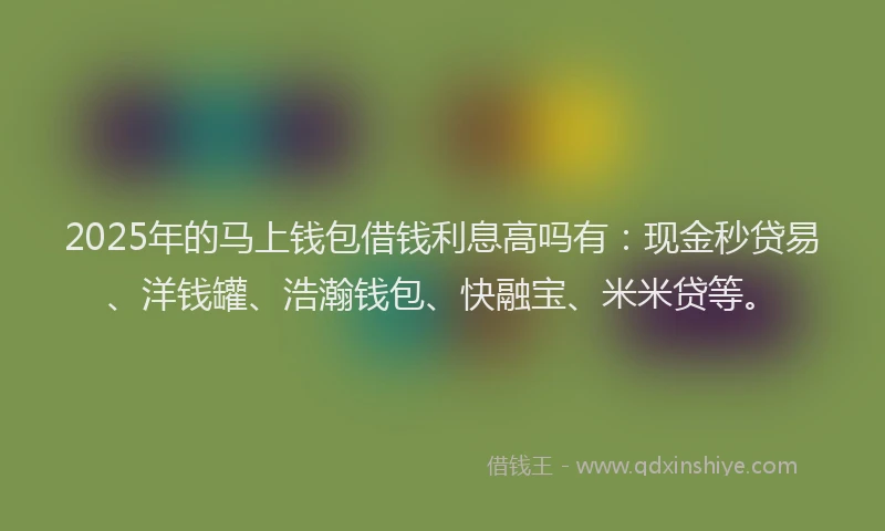 2025年的马上钱包借钱利息高吗有：现金秒贷易、洋钱罐、浩瀚钱包、快融宝、米米贷等。