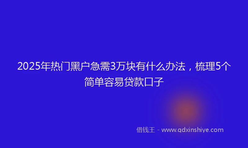 2025年热门黑户急需3万块有什么办法，梳理5个简单容易贷款口子