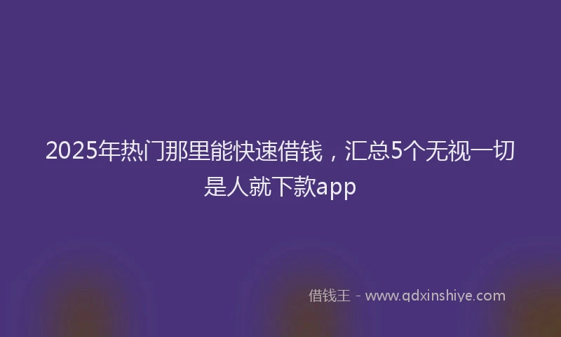 2025年热门那里能快速借钱，汇总5个无视一切是人就下款app