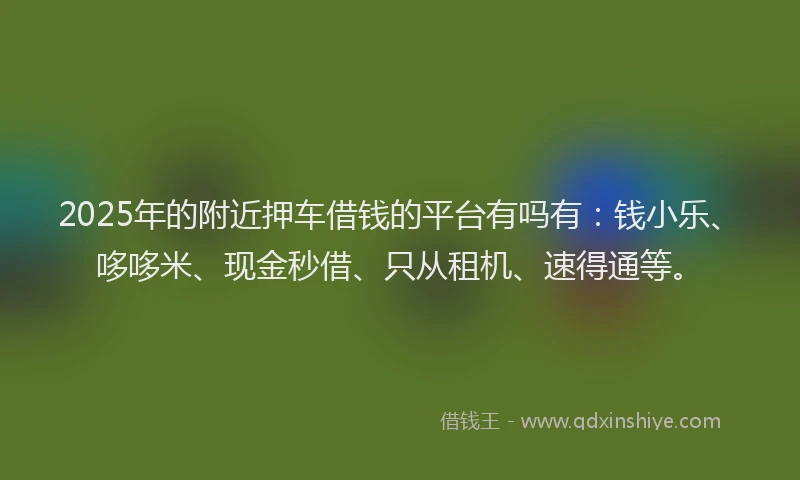 2025年的附近押车借钱的平台有吗有：钱小乐、哆哆米、现金秒借、只从租机、速得通等。